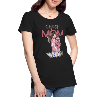 Frauen Premium T-Shirt - Super Mom Floral - Schwarz