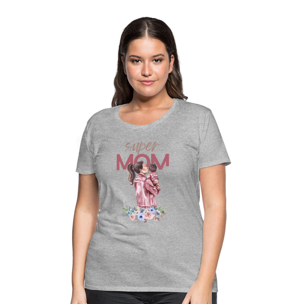 Frauen Premium T-Shirt - Super Mom Floral - Grau meliert