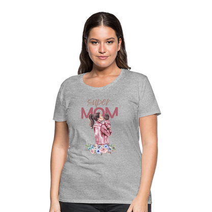 Frauen Premium T-Shirt - Super Mom Floral - Grau meliert