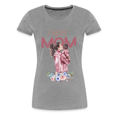 Frauen Premium T-Shirt - Super Mom Floral - Grau meliert