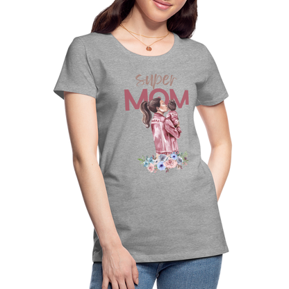 Frauen Premium T-Shirt - Super Mom Floral - Grau meliert