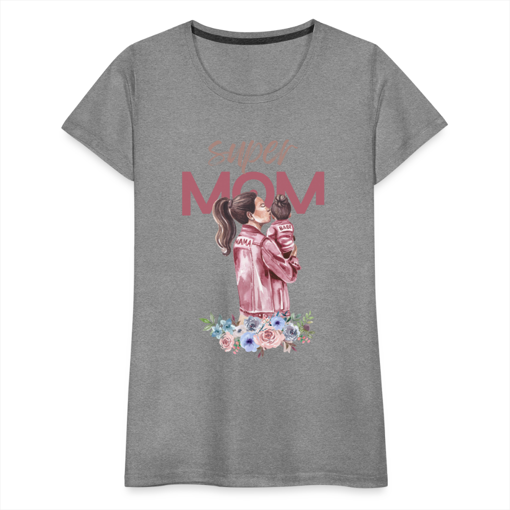 Frauen Premium T-Shirt - Super Mom Floral - Grau meliert