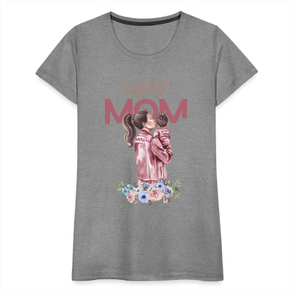 Frauen Premium T-Shirt - Super Mom Floral - Grau meliert