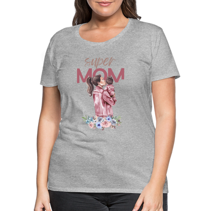 Frauen Premium T-Shirt - Super Mom Floral - Grau meliert