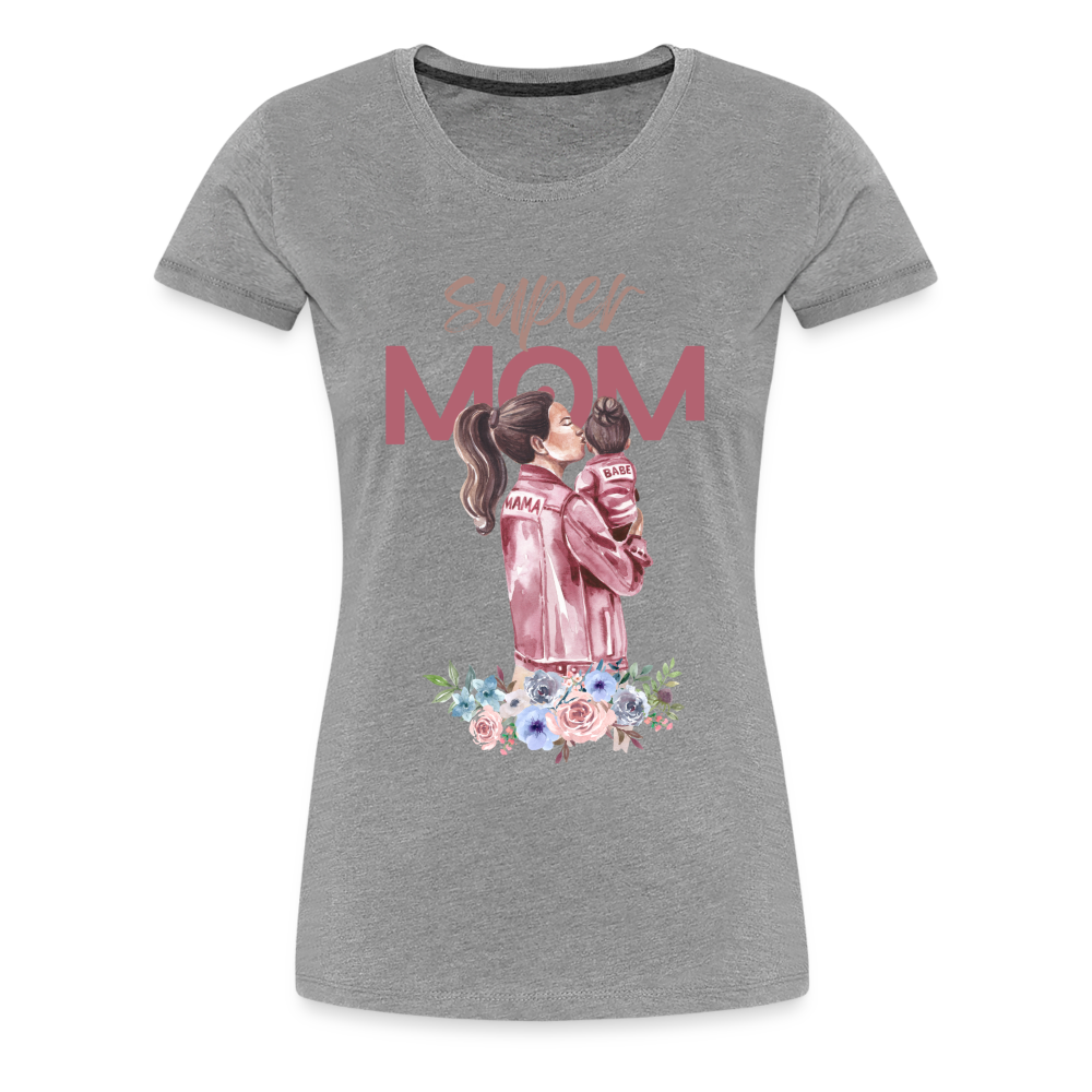 Frauen Premium T-Shirt - Super Mom Floral - Grau meliert