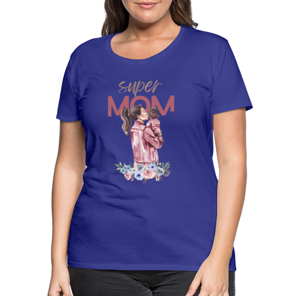 Frauen Premium T-Shirt - Super Mom Floral - Königsblau