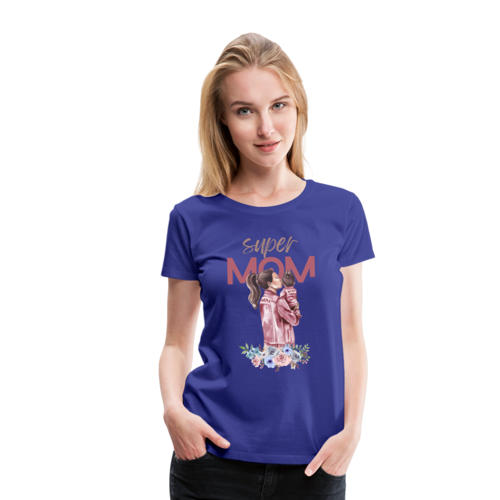 Frauen Premium T-Shirt - Super Mom Floral - Königsblau