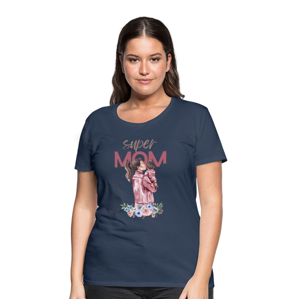 Frauen Premium T-Shirt - Super Mom Floral - Navy