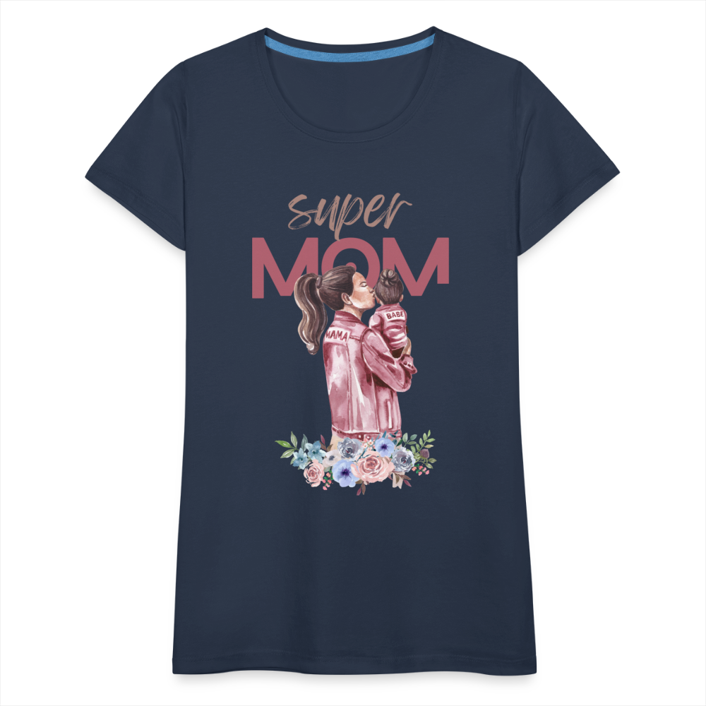 Frauen Premium T-Shirt - Super Mom Floral - Navy