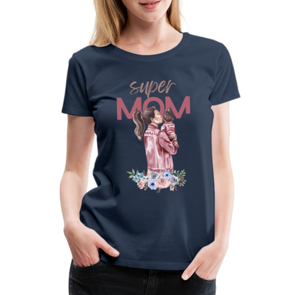 Frauen Premium T-Shirt - Super Mom Floral - Navy