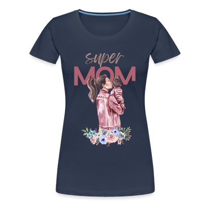 Frauen Premium T-Shirt - Super Mom Floral - Navy