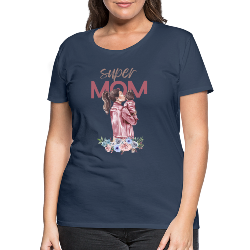 Frauen Premium T-Shirt - Super Mom Floral - Navy