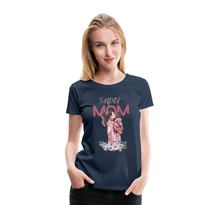 Frauen Premium T-Shirt - Super Mom Floral - Navy