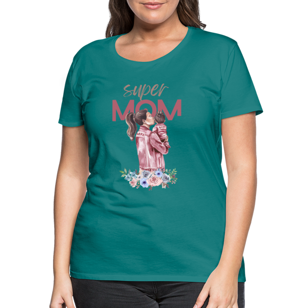 Frauen Premium T-Shirt - Super Mom Floral - Divablau