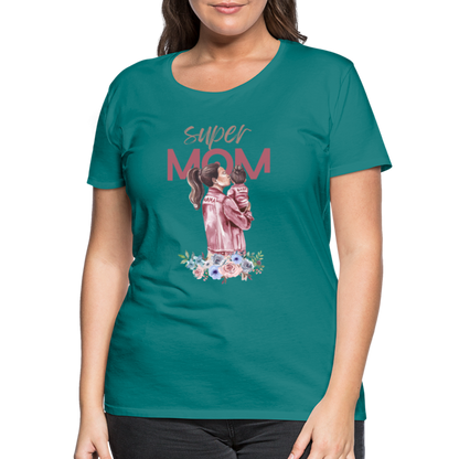 Frauen Premium T-Shirt - Super Mom Floral - Divablau