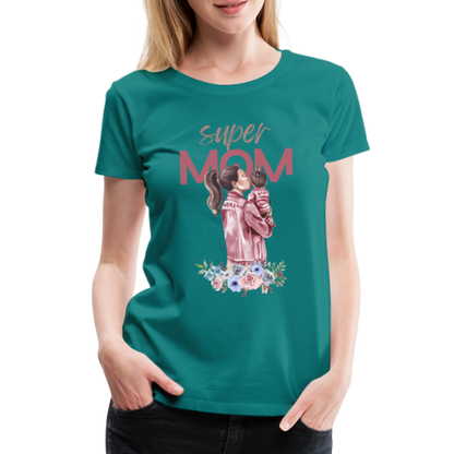 Frauen Premium T-Shirt - Super Mom Floral - Divablau