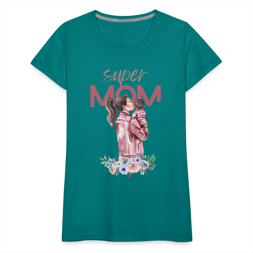 Frauen Premium T-Shirt - Super Mom Floral - Divablau