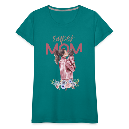 Frauen Premium T-Shirt - Super Mom Floral - Divablau