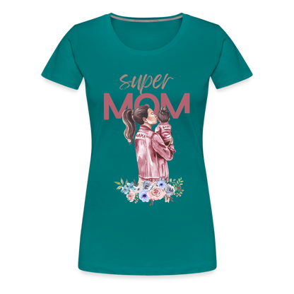 Frauen Premium T-Shirt - Super Mom Floral - Divablau