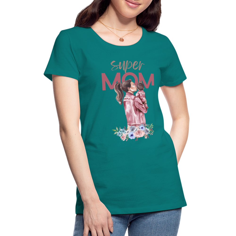 Frauen Premium T-Shirt - Super Mom Floral - Divablau