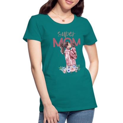 Frauen Premium T-Shirt - Super Mom Floral - Divablau