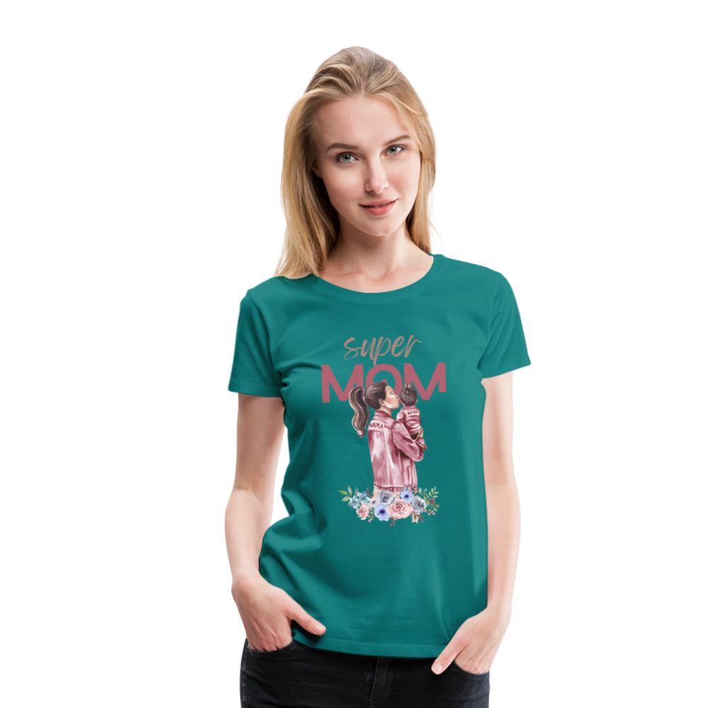 Frauen Premium T-Shirt - Super Mom Floral - Divablau