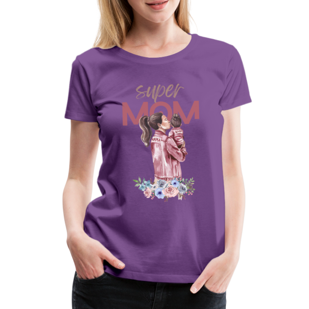 Frauen Premium T-Shirt - Super Mom Floral - Lila