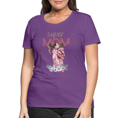 Frauen Premium T-Shirt - Super Mom Floral - Lila