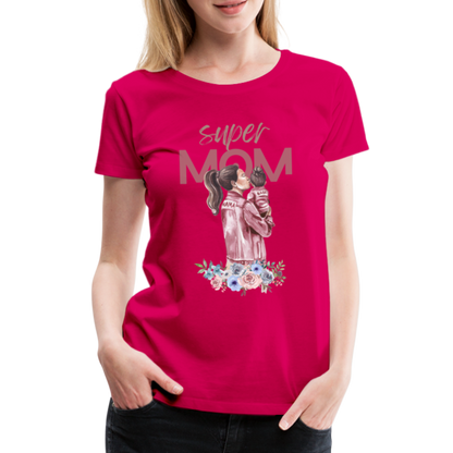 Frauen Premium T-Shirt - Super Mom Floral - dunkles Pink