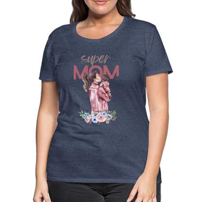 Frauen Premium T-Shirt - Super Mom Floral - Blau meliert