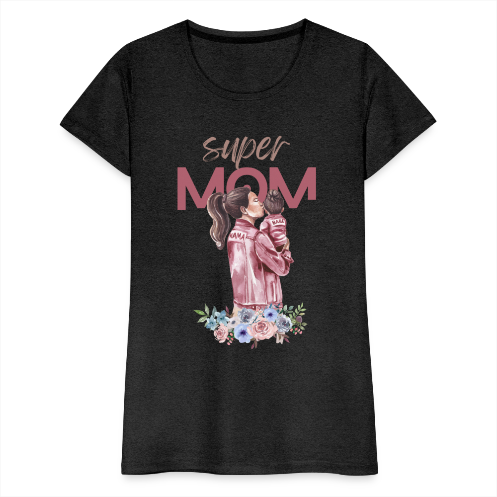 Frauen Premium T-Shirt - Super Mom Floral - Anthrazit