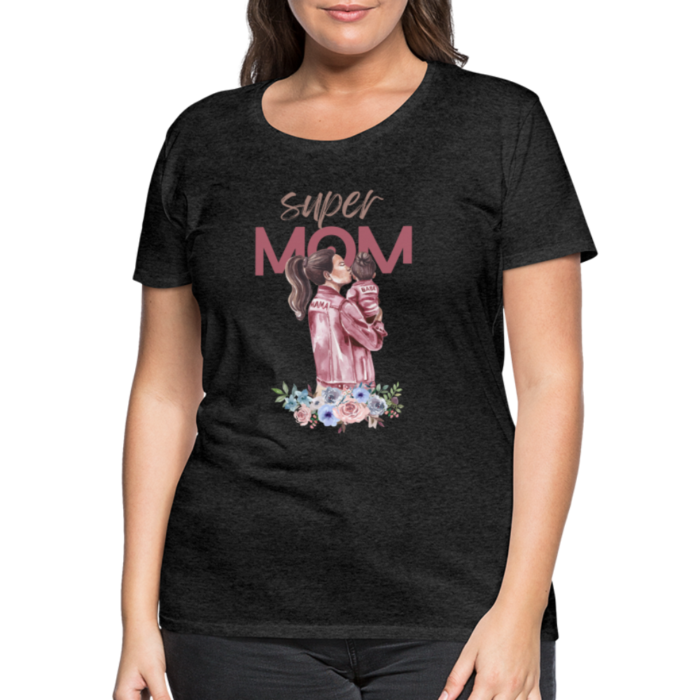 Frauen Premium T-Shirt - Super Mom Floral - Anthrazit