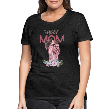 Frauen Premium T-Shirt - Super Mom Floral - Anthrazit