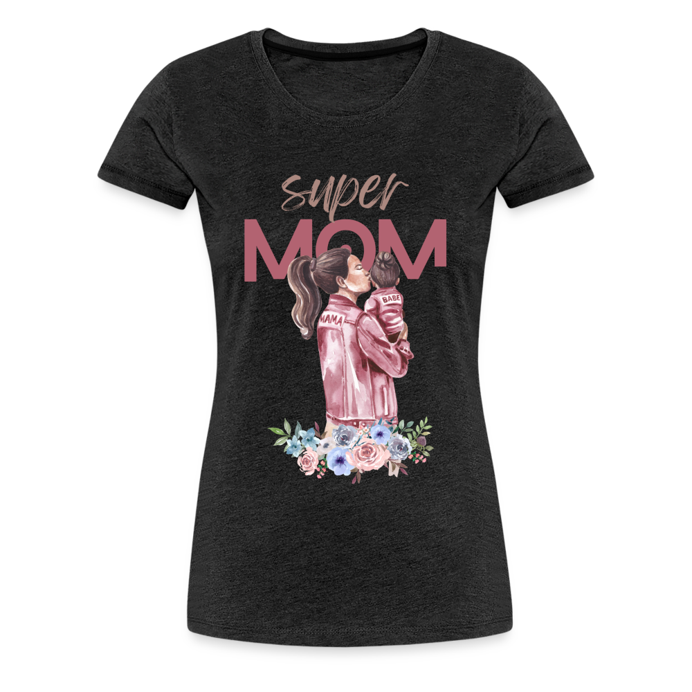 Frauen Premium T-Shirt - Super Mom Floral - Anthrazit