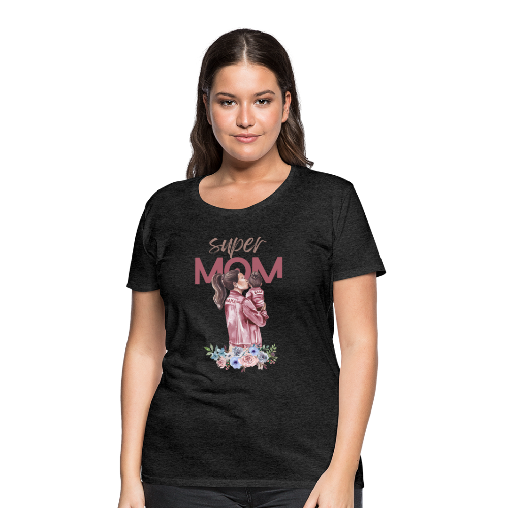 Frauen Premium T-Shirt - Super Mom Floral - Anthrazit