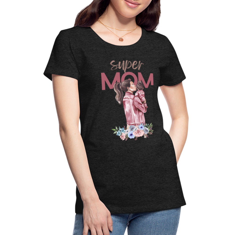 Frauen Premium T-Shirt - Super Mom Floral - Anthrazit