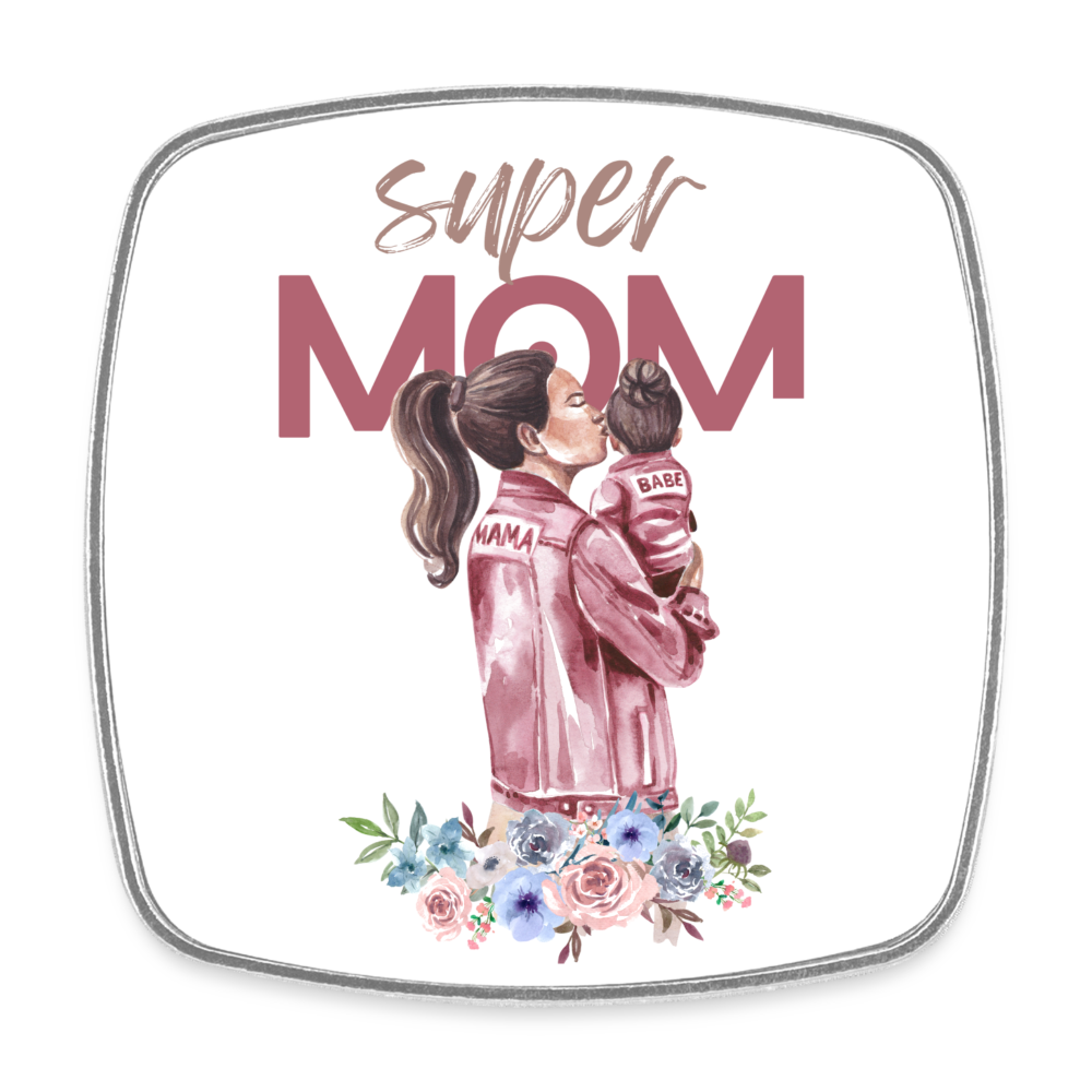 Viereckiger Kühlschrankmagnet - Super Mom Floral - weiß