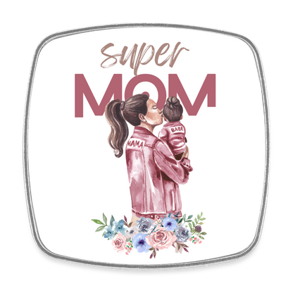 Viereckiger Kühlschrankmagnet - Super Mom Floral - weiß