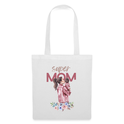 Stoffbeutel Super Mom Floral - weiß