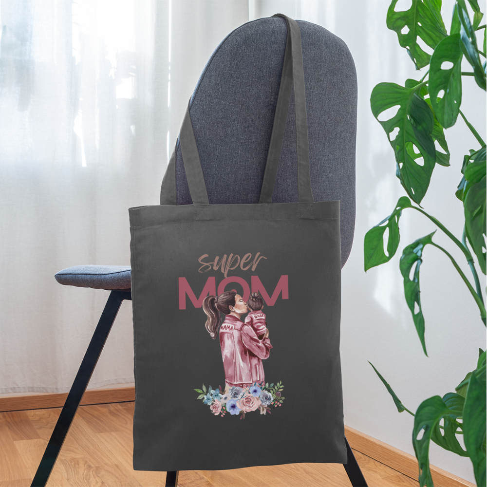 Stoffbeutel Super Mom Floral - Graphite