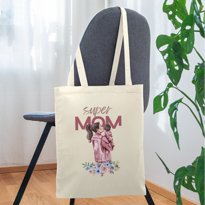 Stoffbeutel Super Mom Floral - Natur