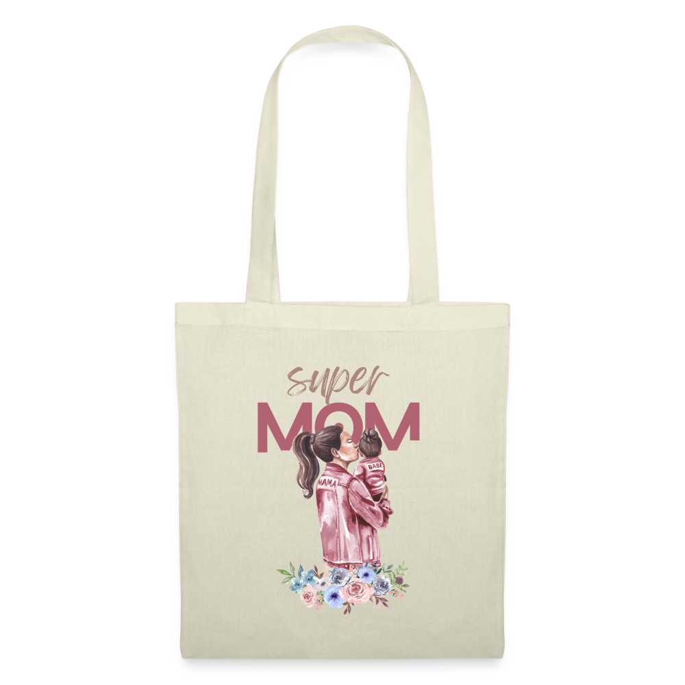 Stoffbeutel Super Mom Floral - Natur