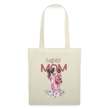 Stoffbeutel Super Mom Floral - Natur