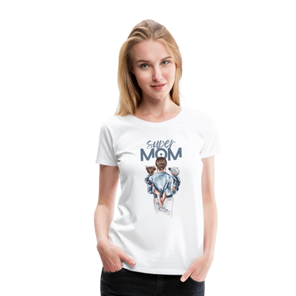 Frauen Premium T-Shirt - Super MOM Mutter mit 2 Kindern - weiß