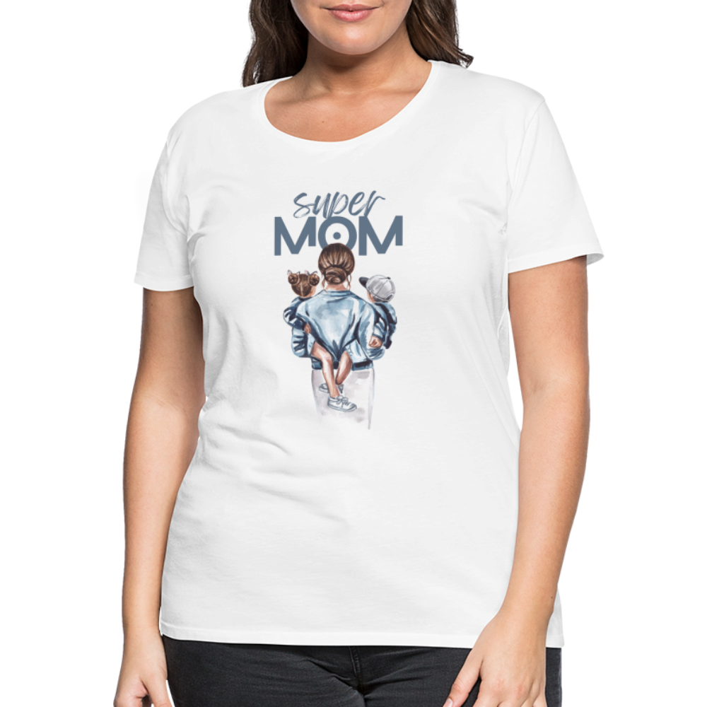 Frauen Premium T-Shirt - Super MOM Mutter mit 2 Kindern - weiß