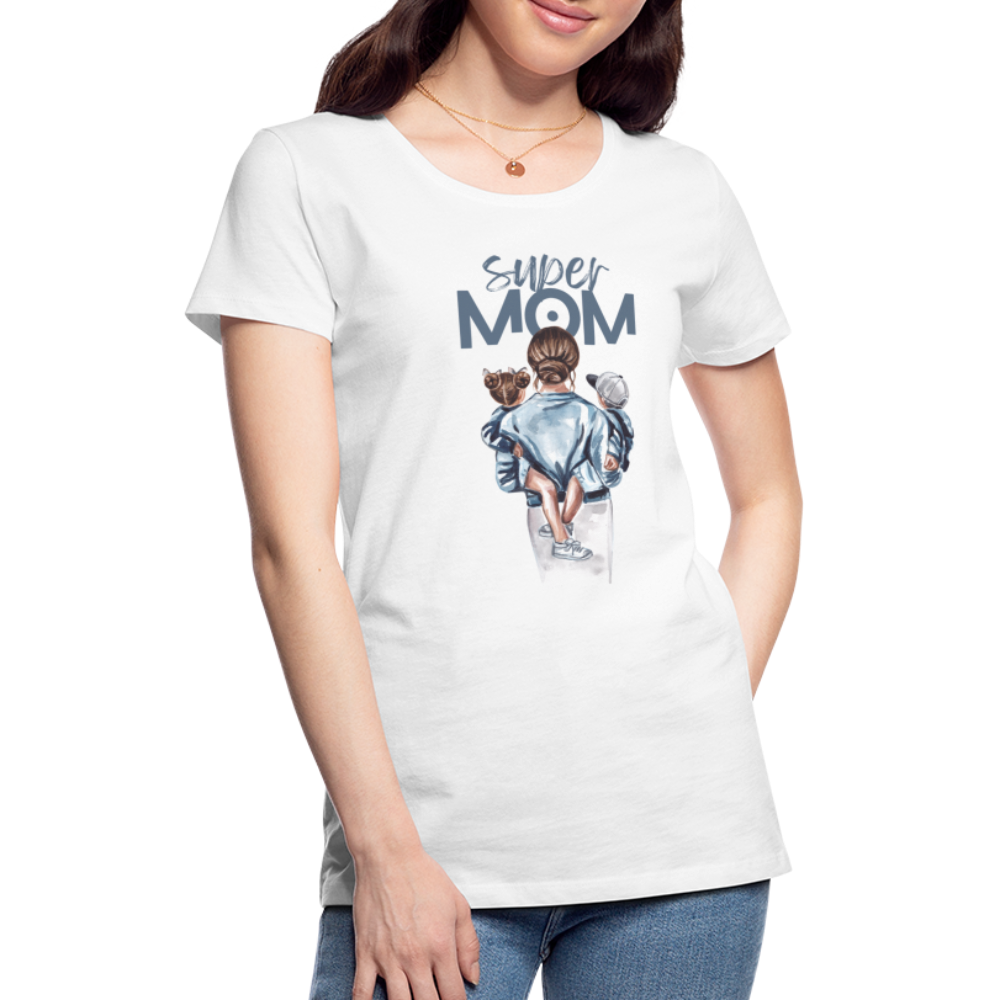 Frauen Premium T-Shirt - Super MOM Mutter mit 2 Kindern - weiß