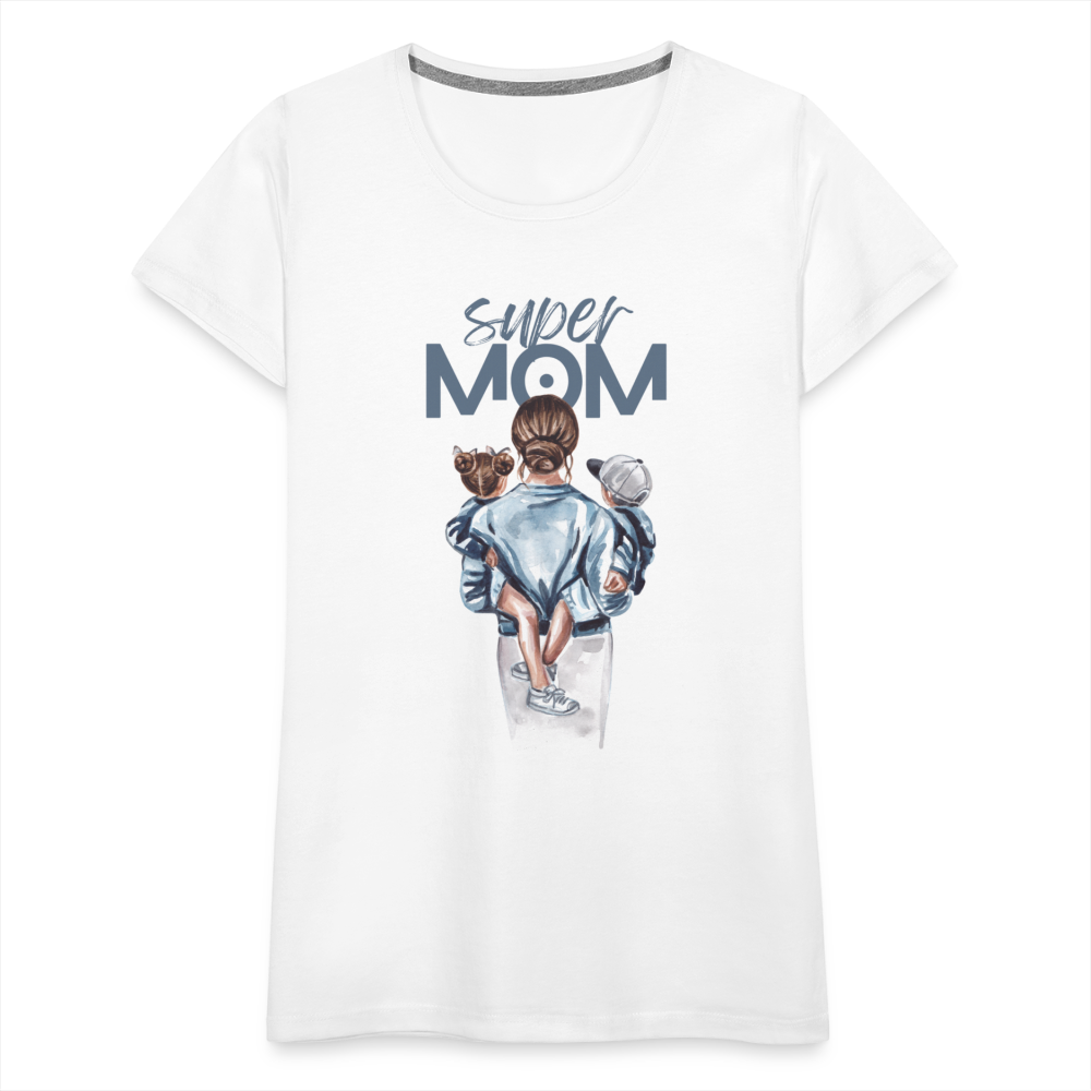 Frauen Premium T-Shirt - Super MOM Mutter mit 2 Kindern - weiß