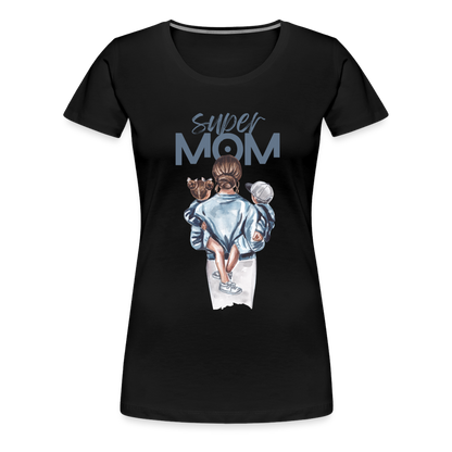 Frauen Premium T-Shirt - Super MOM Mutter mit 2 Kindern - Schwarz