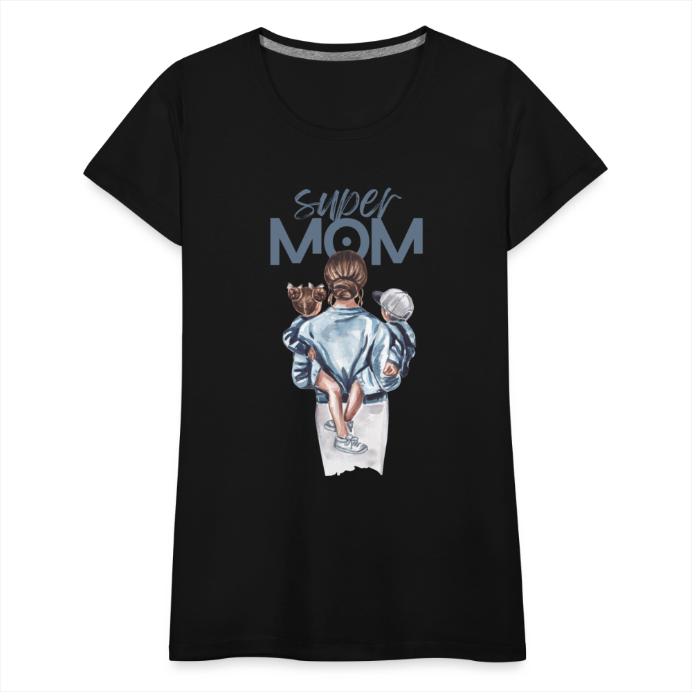 Frauen Premium T-Shirt - Super MOM Mutter mit 2 Kindern - Schwarz