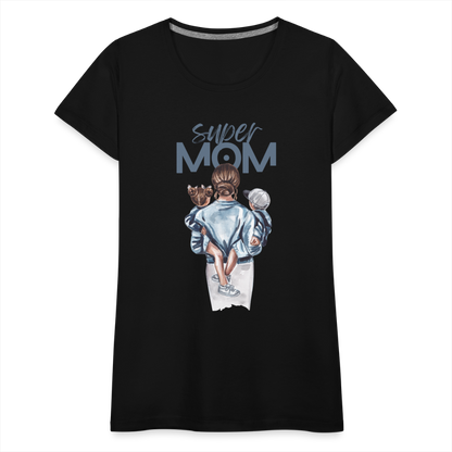 Frauen Premium T-Shirt - Super MOM Mutter mit 2 Kindern - Schwarz